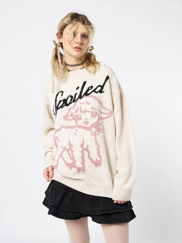 Women Minga London Sweaters and Hoodies Spoiled Sheep Graphic Knitted Sweater