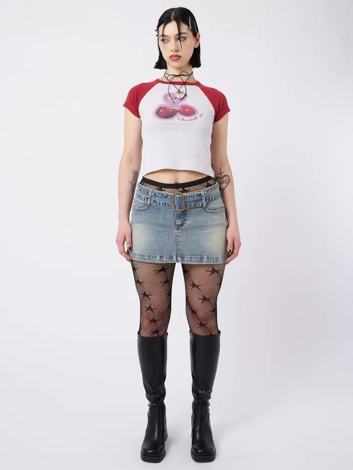 Women Minga London Tops and TShirts Cherry Pop Raglan Baby Tee