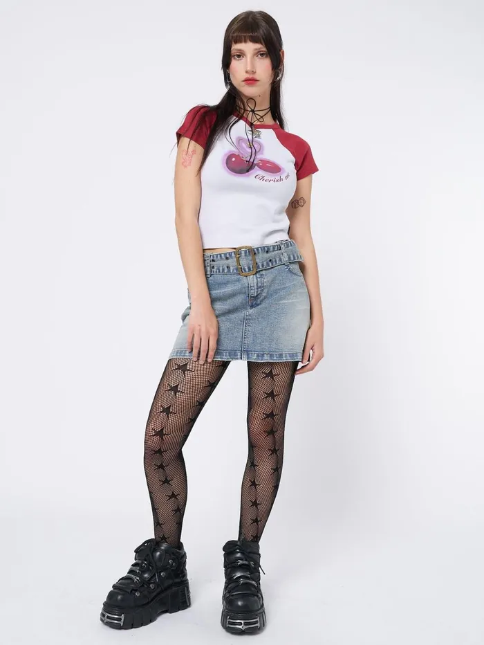 Women Minga London Tops and TShirts Cherry Pop Raglan Baby Tee