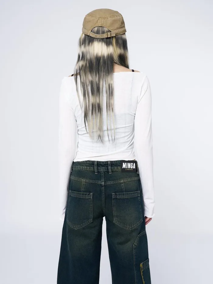 Women Minga London Tops and TShirts Hana White Asymmetrical Cut Out Top
