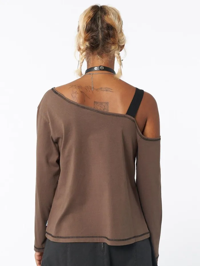 Women Minga London Tops and TShirts No Sleep Brown Asymmetric Top