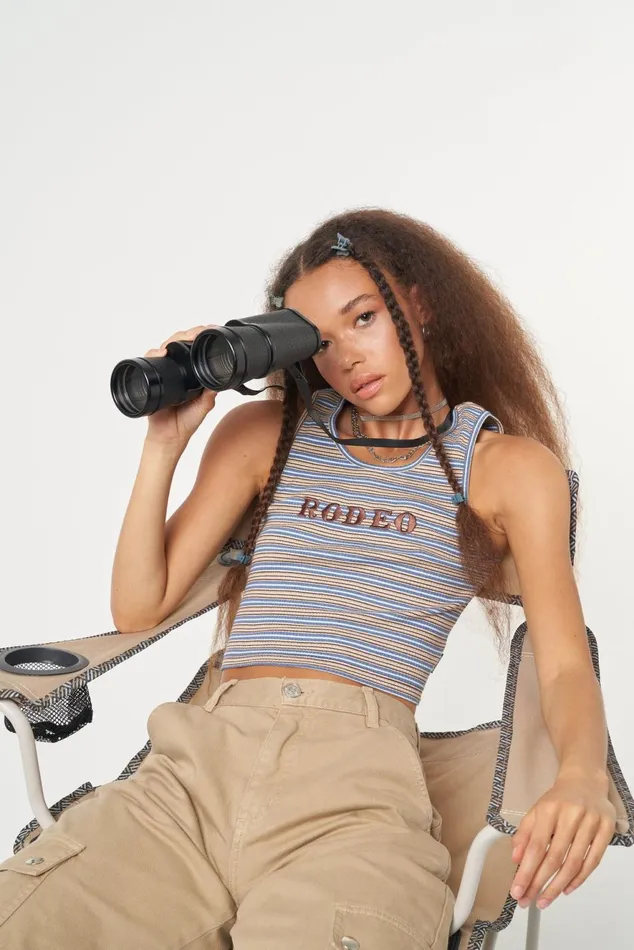 Women Minga London Tops and TShirts Rodeo Striped Vest Top