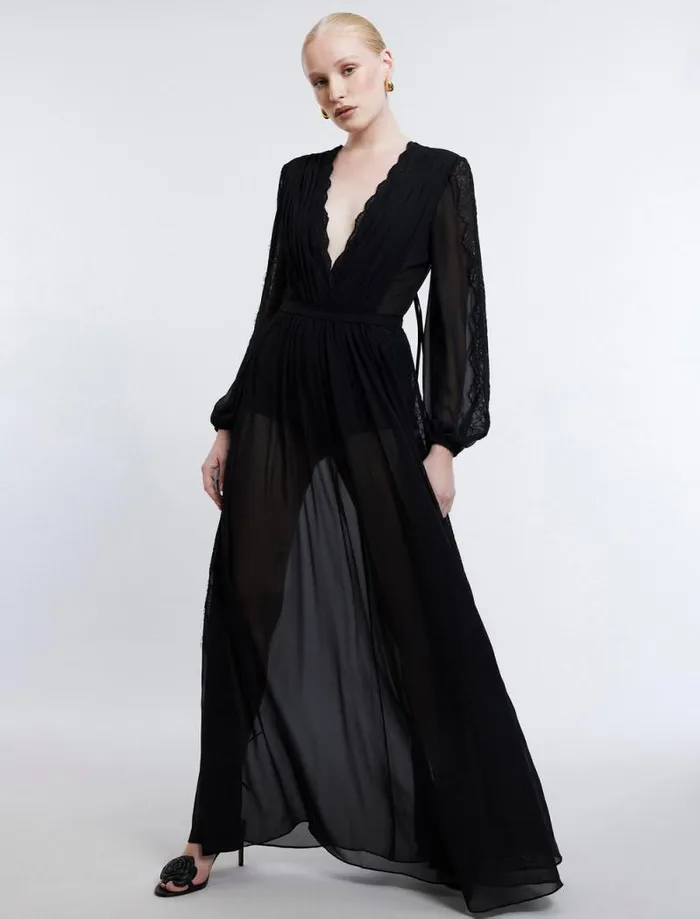 Women Nevaeh Long Sleeve Gown Black BCBG Dresses Women Nevaeh Long Sleeve Gown Black BCBG Dresses
