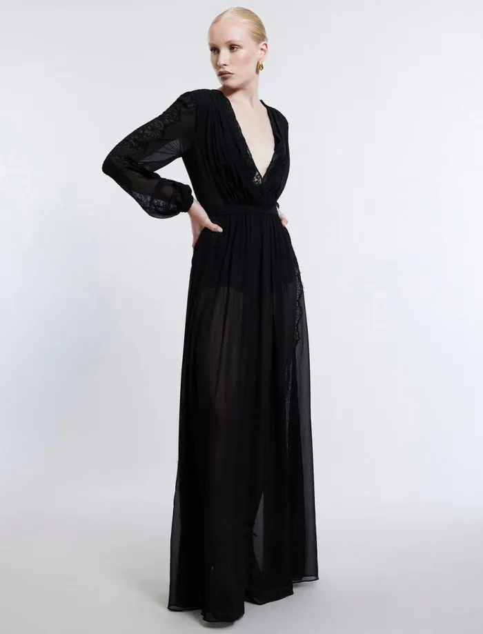 Women Nevaeh Long Sleeve Gown Black BCBG Dresses Women Nevaeh Long Sleeve Gown Black BCBG Dresses