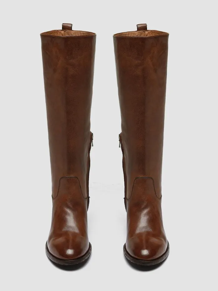 Women Officine Creative Footwear DENNER 116 Brown Leather Zip Boots