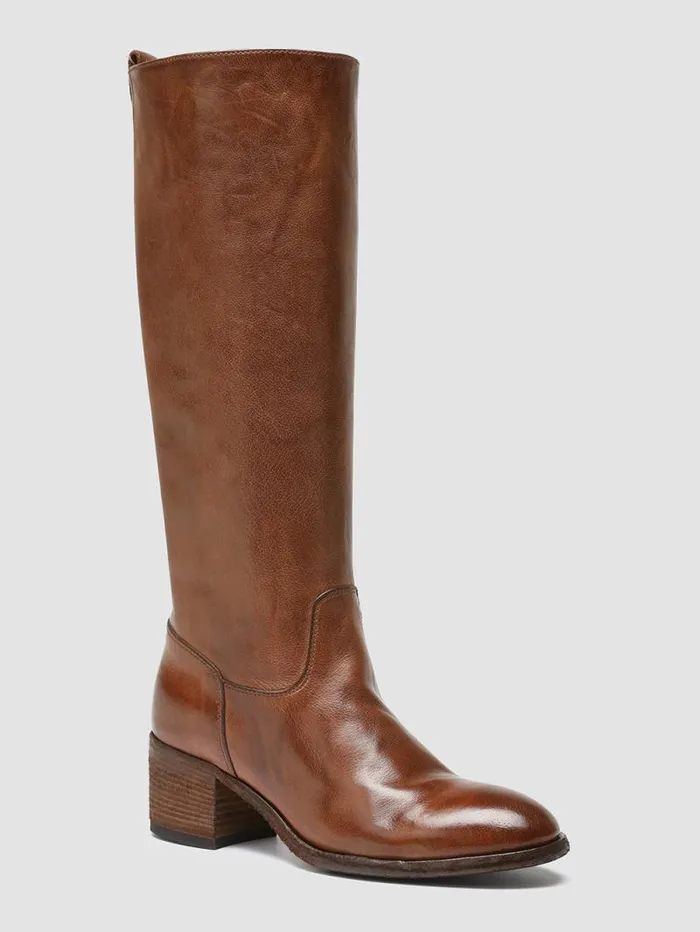 Women Officine Creative Footwear DENNER 116 Brown Leather Zip Boots