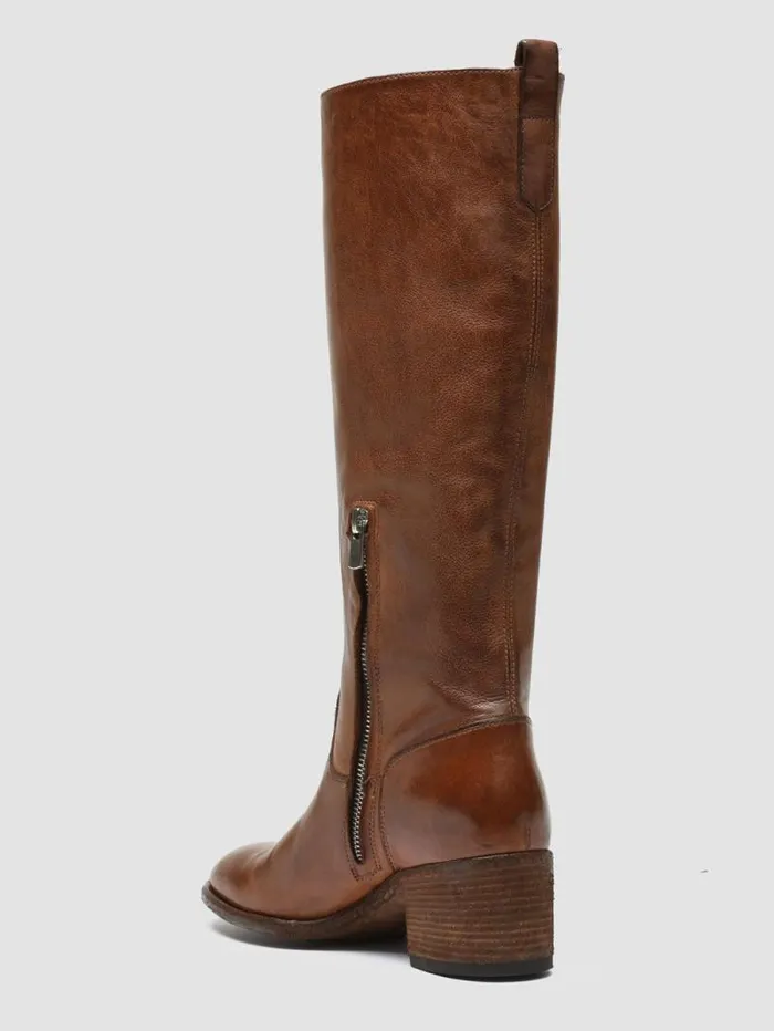 Women Officine Creative Footwear DENNER 116 Brown Leather Zip Boots