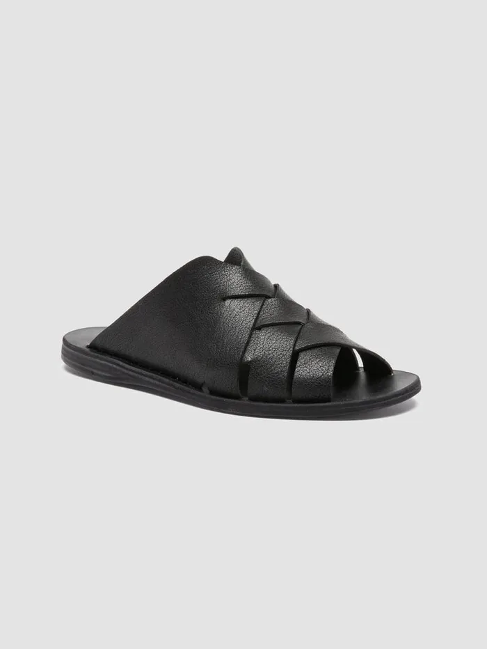 Women Officine Creative Footwear ITACA 049 Black Leather Slide Sandals Women Officine Creative Footwear ITACA 049 Black Leather Slide Sandals