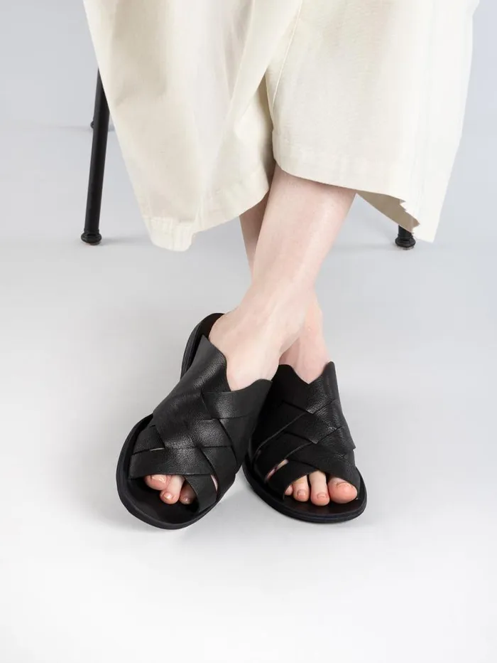 Women Officine Creative Footwear ITACA 049 Black Leather Slide Sandals Women Officine Creative Footwear ITACA 049 Black Leather Slide Sandals