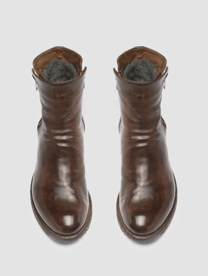 Women Officine Creative Footwear LEXIKON 097 Light Brown Leather And Shearling Ankle Boots
