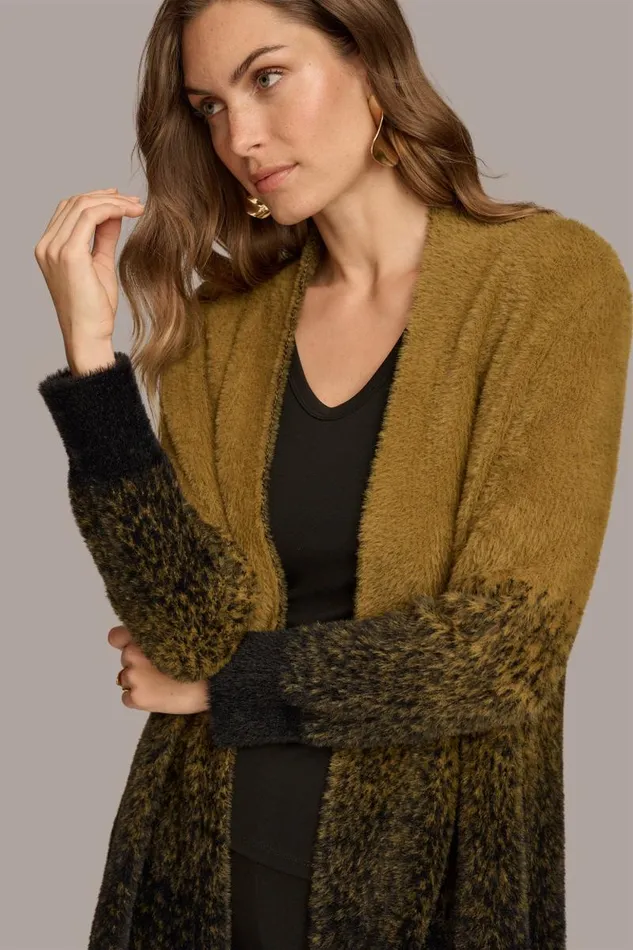 Women OMBRE EYELASH CARDIGAN Lodenblack Donna Karan New York Sweaters And Tops
