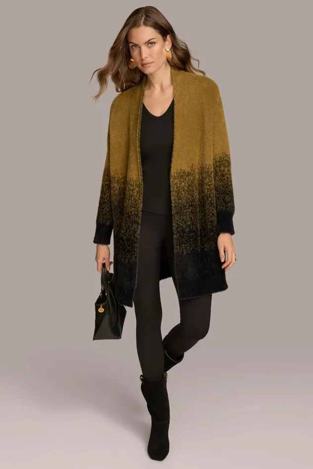 Women OMBRE EYELASH CARDIGAN Lodenblack Donna Karan New York Sweaters And Tops