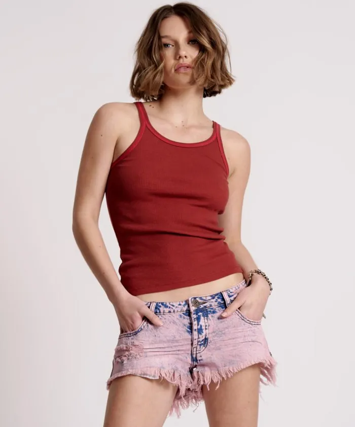 Women ONE TEASPOON RIB SINGLET RED One Teaspoon Tees and Tanks