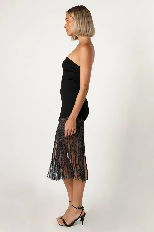 Women Padam Strapless Midi Dress Black Dresses Petal and Pup