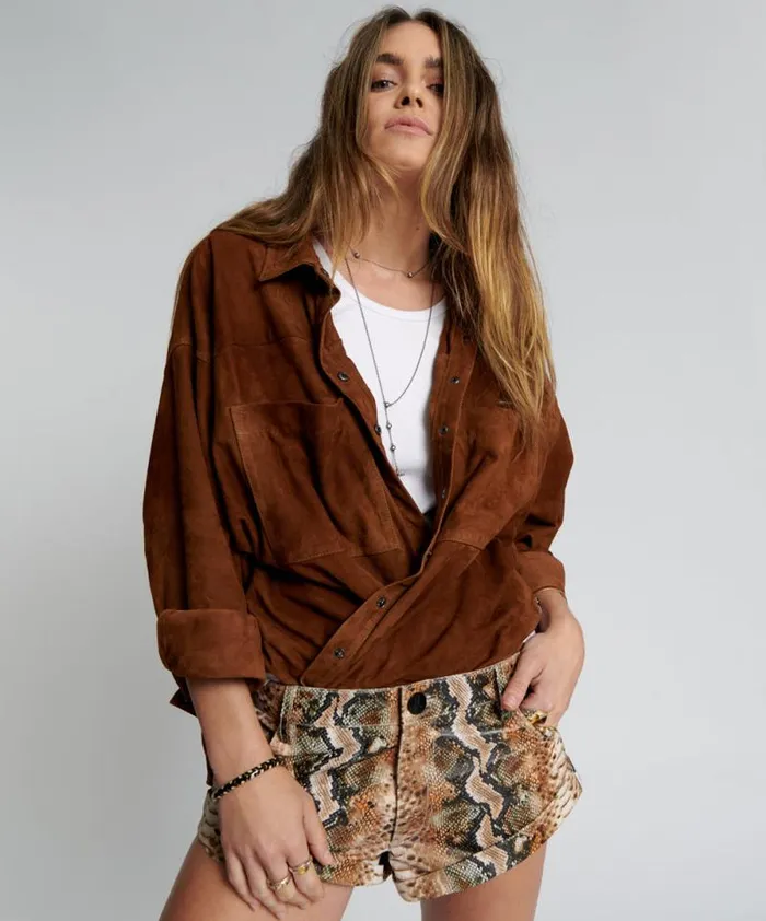 Women PALE SNAKE LEATHER BANDITS SHORTS One Teaspoon Bottoms
