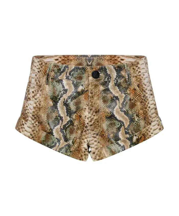 Women PALE SNAKE LEATHER BANDITS SHORTS One Teaspoon Bottoms