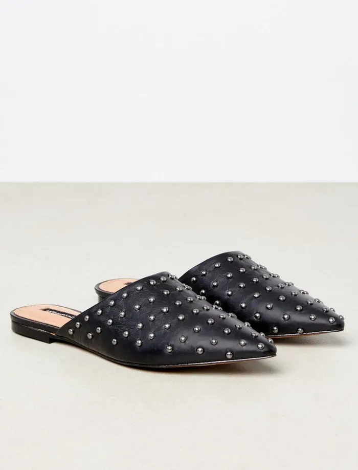 Women Palino Studded Mule Flat Black BCBG Shoes