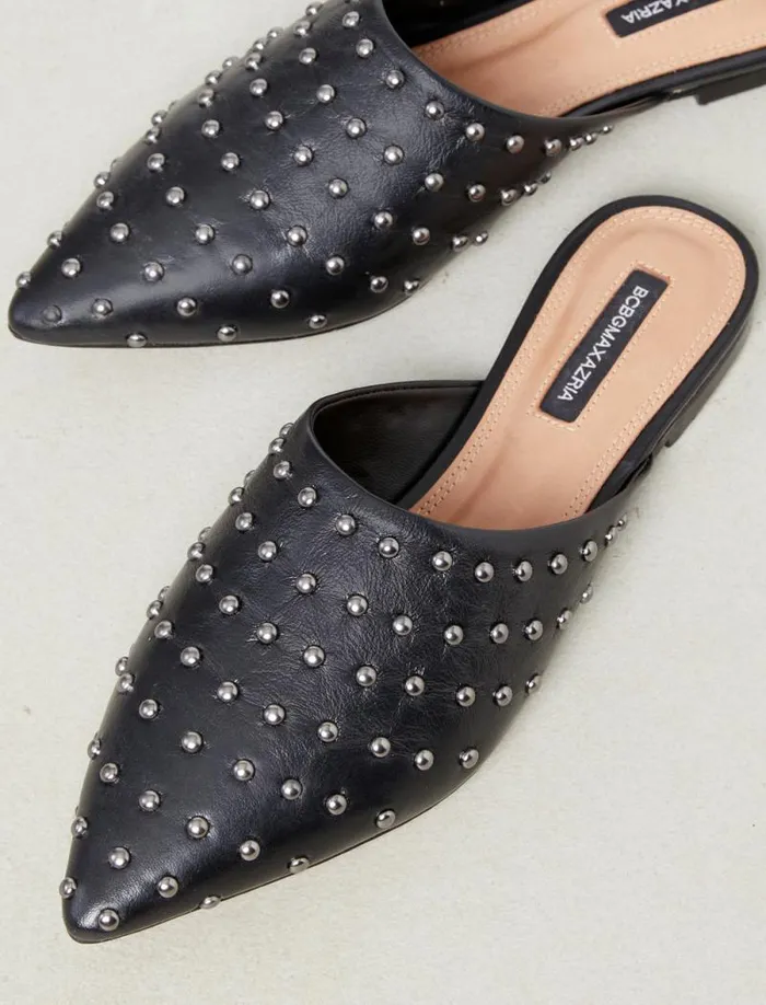 Women Palino Studded Mule Flat Black BCBG Shoes Women Palino Studded Mule Flat Black BCBG Shoes