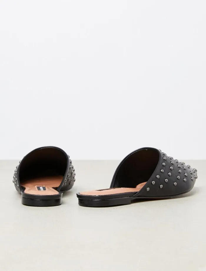 Women Palino Studded Mule Flat Black BCBG Shoes Women Palino Studded Mule Flat Black BCBG Shoes