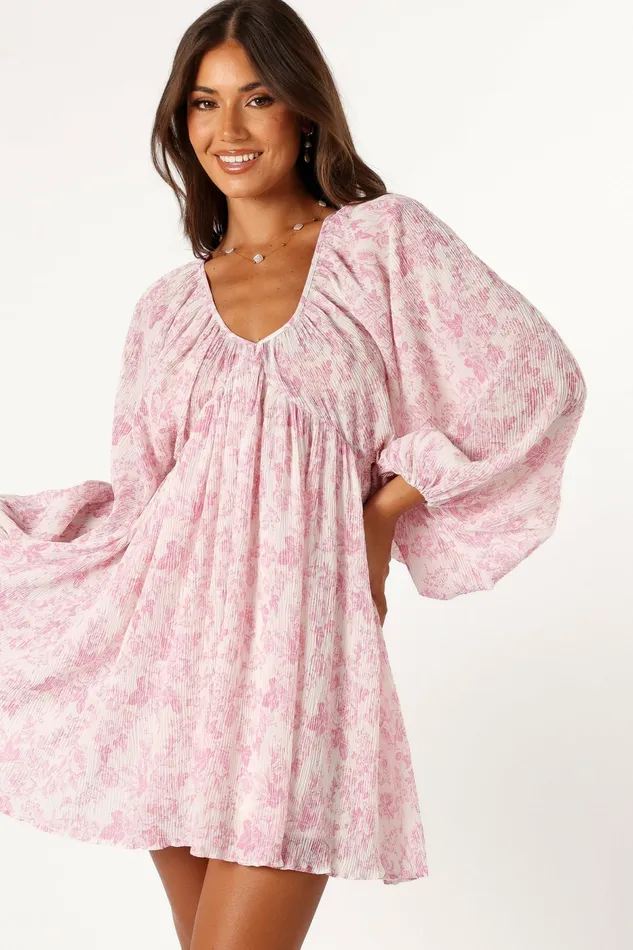 Women Paris Long Sleeve Dress Pink Floral Dresses Petal and Pup