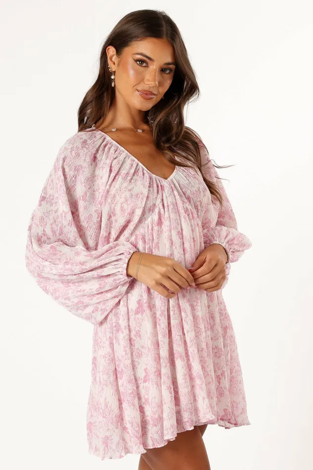 Women Paris Long Sleeve Dress Pink Floral Dresses Petal and Pup