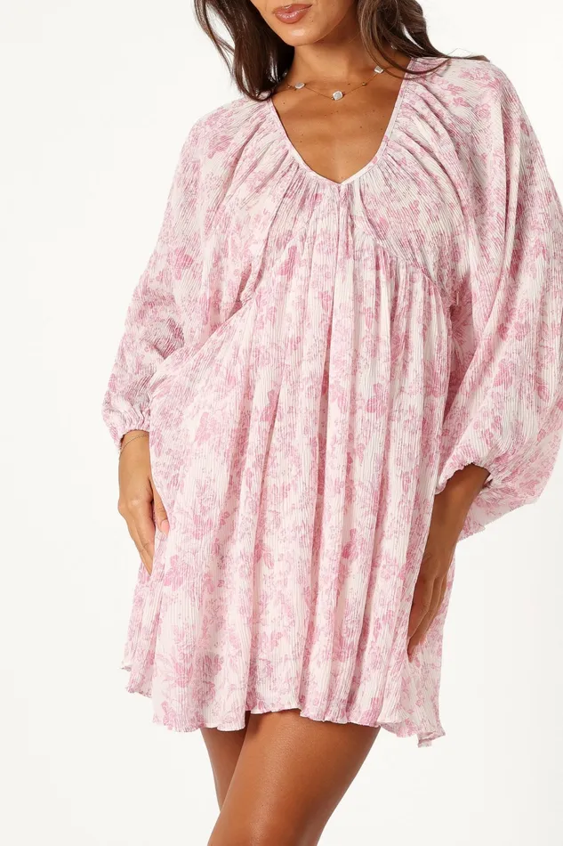 Women Paris Long Sleeve Dress Pink Floral Dresses Petal and Pup
