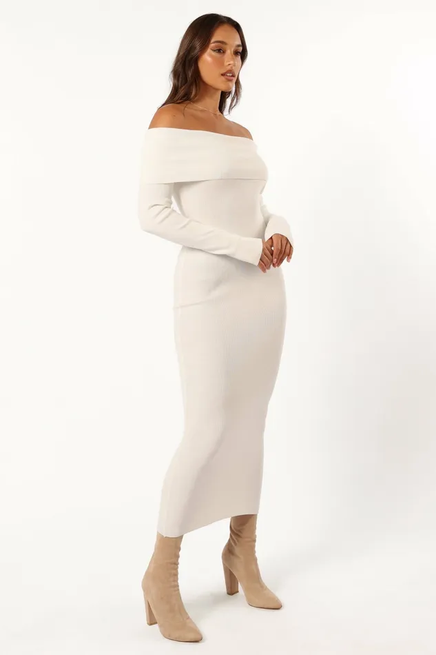 Women Petal and Pup Archie Off The Shoulder Midi Dress White Dresses