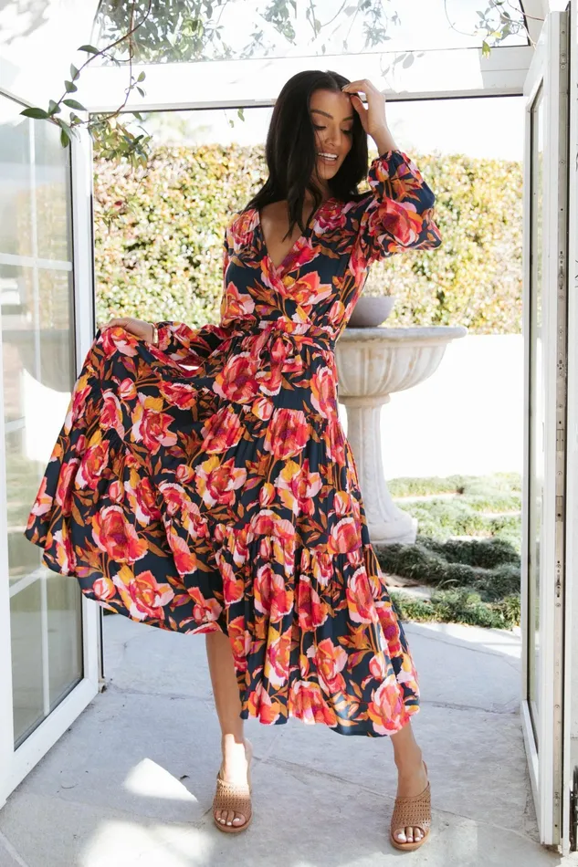 Women Petal and Pup Balsa Dress Navy Floral Event Dresses
