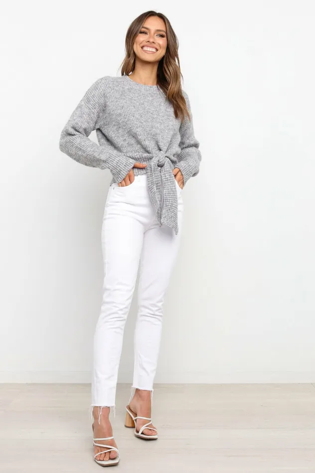Women Petal and Pup Captivate Knit Sweater Grey Sweaters