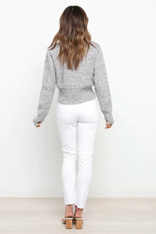 Women Petal and Pup Captivate Knit Sweater Grey Sweaters