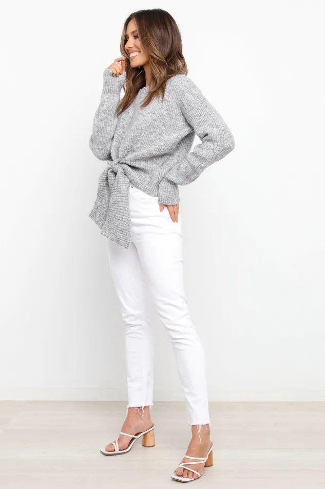 Women Petal and Pup Captivate Knit Sweater Grey Sweaters