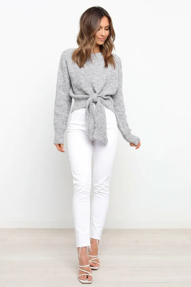 Women Petal and Pup Captivate Knit Sweater Grey Sweaters