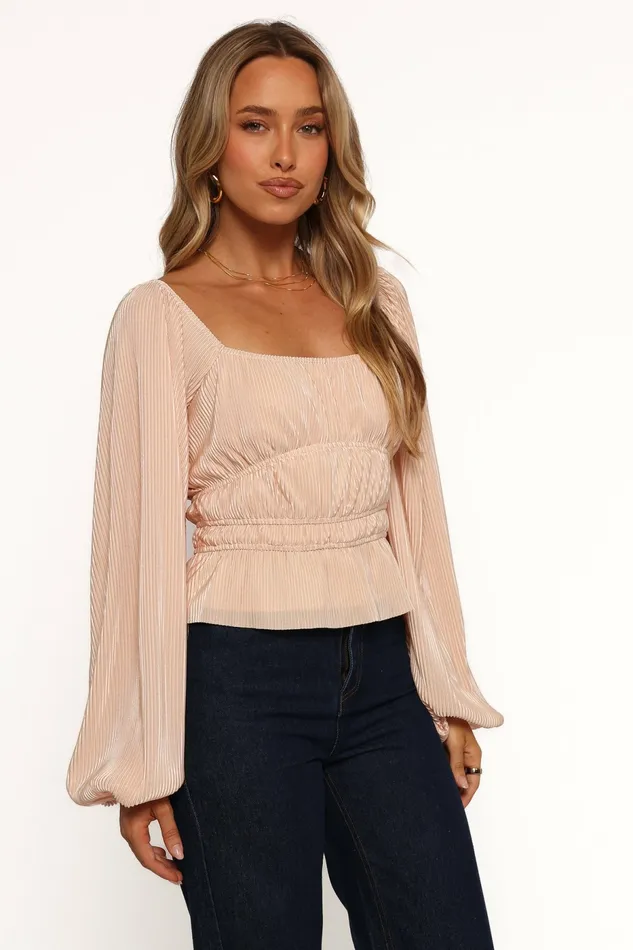 Women Petal and Pup Ceppia Plisse Top Light Peach Crop Tops