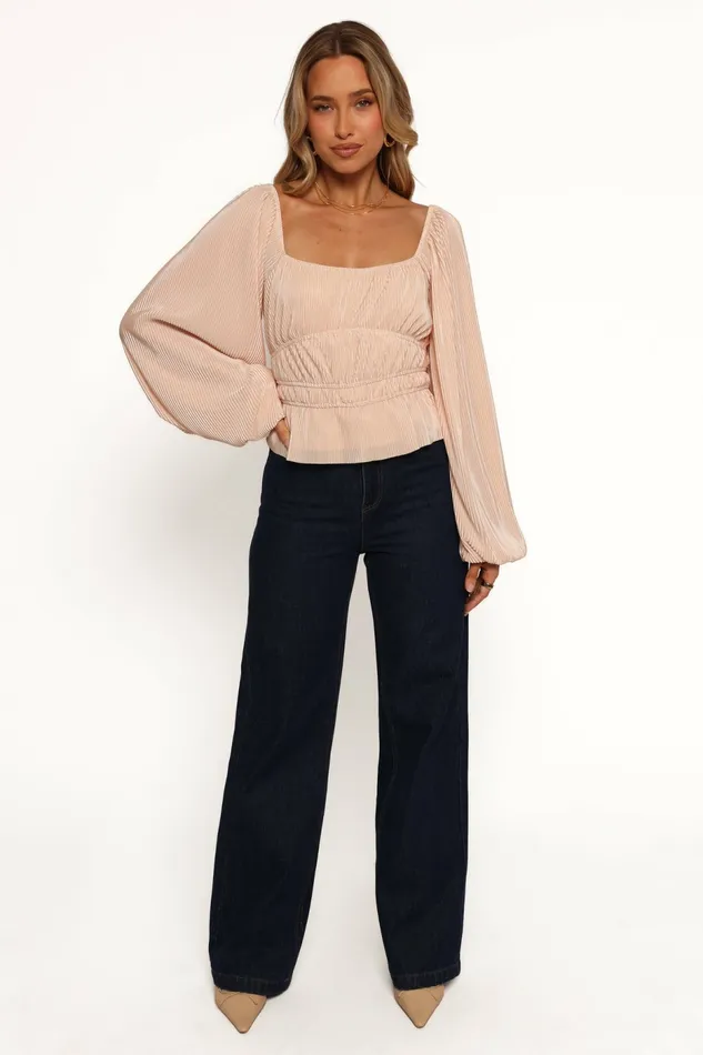 Women Petal and Pup Ceppia Plisse Top Light Peach Crop Tops