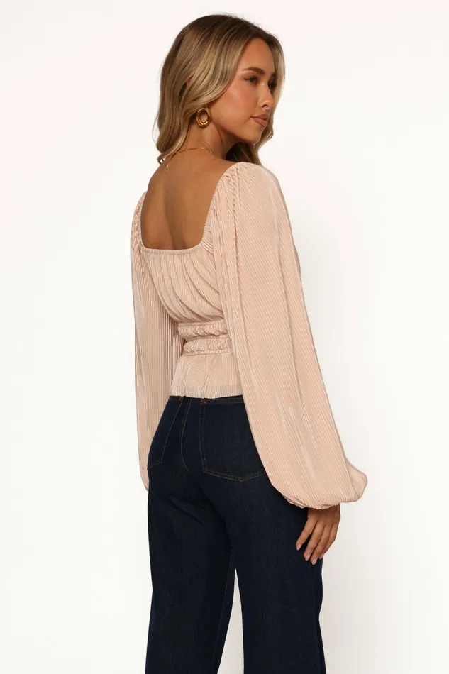 Women Petal and Pup Ceppia Plisse Top Light Peach Crop Tops
