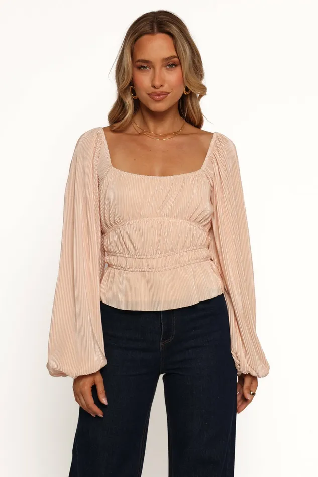 Women Petal and Pup Ceppia Plisse Top Light Peach Crop Tops