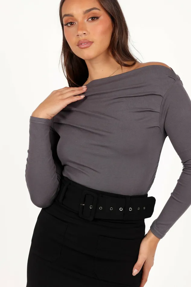 Women Petal and Pup Cer Knit Top Charcoal Tops