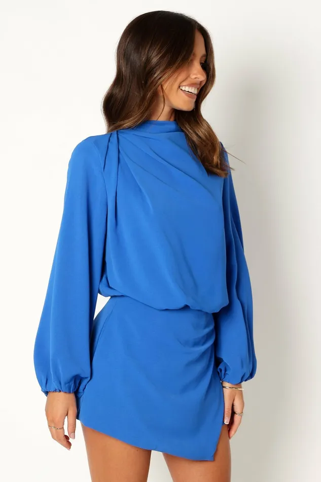 Women Petal and Pup Galen Long Sleeve Romper Paris Blue Jumpsuits and Rompers