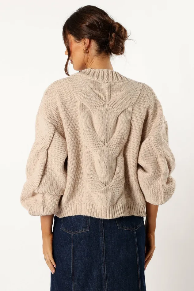 Women Petal and Pup Oaklee Large Knit Back Cardigan Tan Sweaters