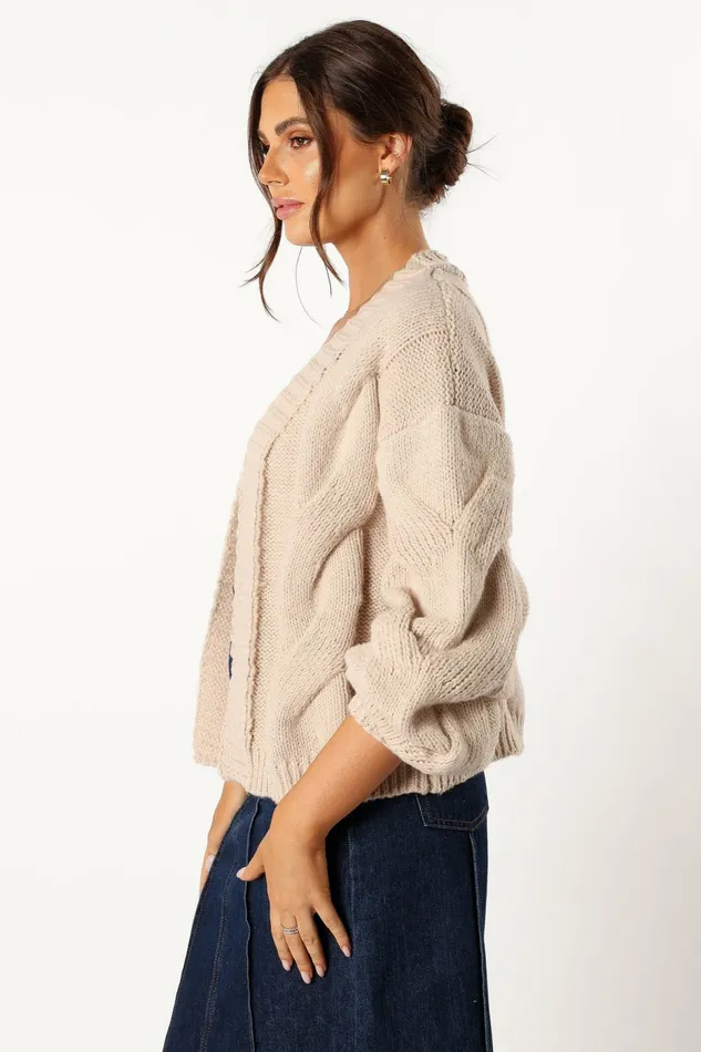Women Petal and Pup Oaklee Large Knit Back Cardigan Tan Sweaters