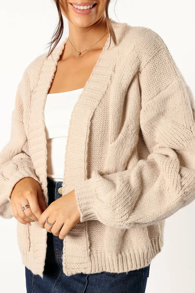Women Petal and Pup Oaklee Large Knit Back Cardigan Tan Sweaters
