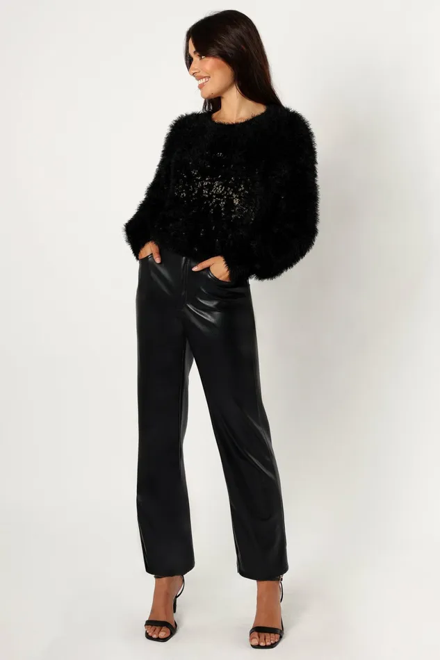 Women Petal and Pup Sabrina Knit Sweater Black Sweaters