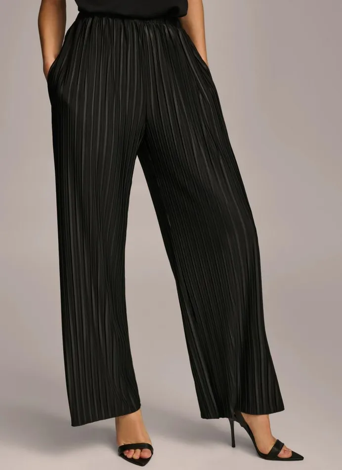Women PLEATED PULL ON PANT Black Donna Karan New York Pants