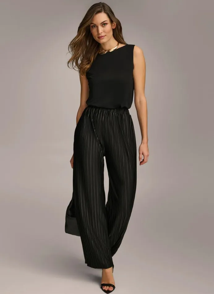 Women PLEATED PULL ON PANT Black Donna Karan New York Pants Women PLEATED PULL ON PANT Black Donna Karan New York Pants