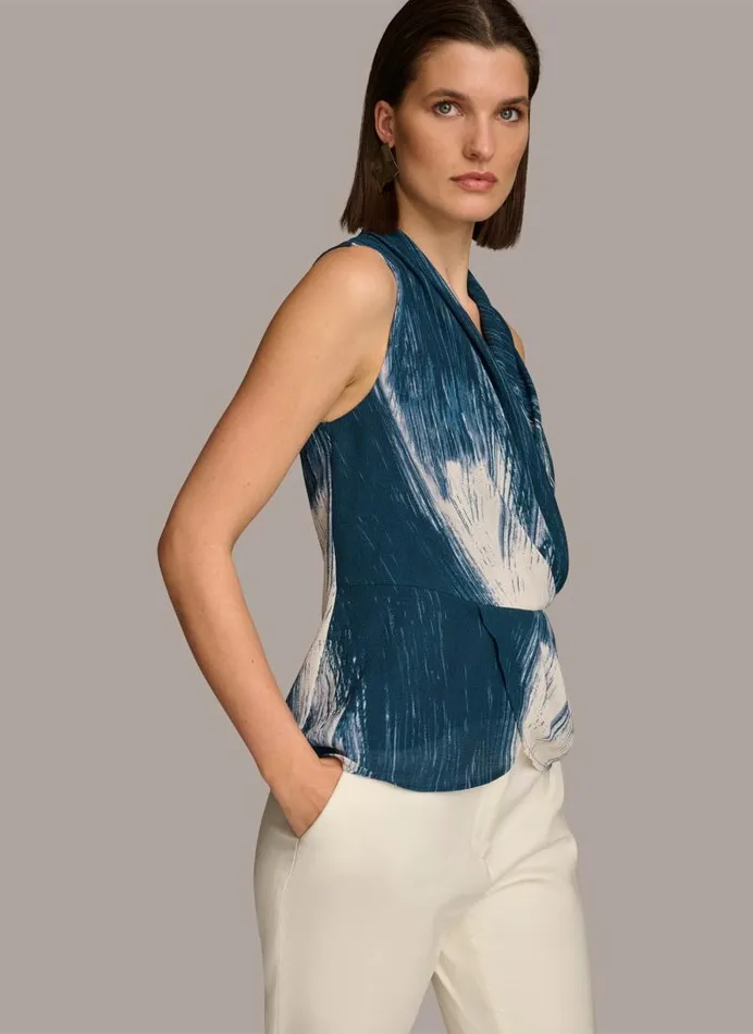 Women PRINT DRAPE TOP Tide Multi Donna Karan New York Sweaters And Tops Women PRINT DRAPE TOP Tide Multi Donna Karan New York Sweaters And Tops