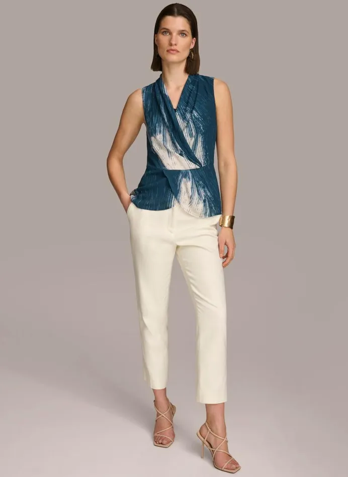 Women PRINT DRAPE TOP Tide Multi Donna Karan New York Sweaters And Tops Women PRINT DRAPE TOP Tide Multi Donna Karan New York Sweaters And Tops