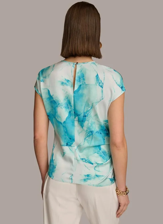 Women PRINT EXTENDED SHOULDER RUCHED TOP Wave Multi Donna Karan New York Sweaters And Tops Women PRINT EXTENDED SHOULDER RUCHED TOP Wave Multi Donna Karan New York Sweaters And Tops