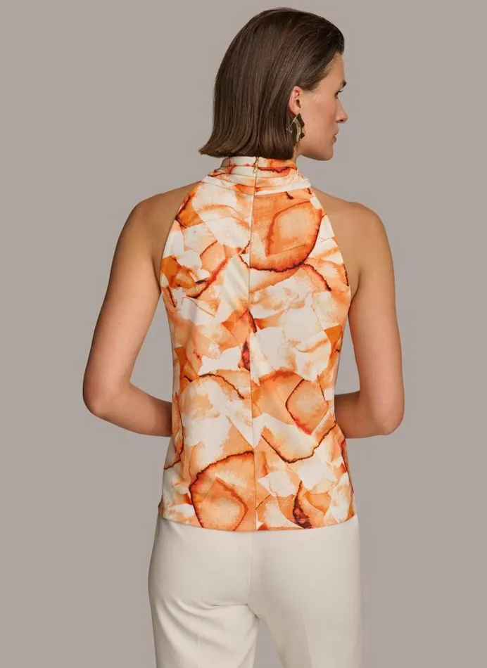 Women PRINT HALTER WITH TWIST HARDWARE Terracotta Multi Donna Karan New York Sweaters And Tops Women PRINT HALTER WITH TWIST HARDWARE Terracotta Multi Donna Karan New York Sweaters And Tops