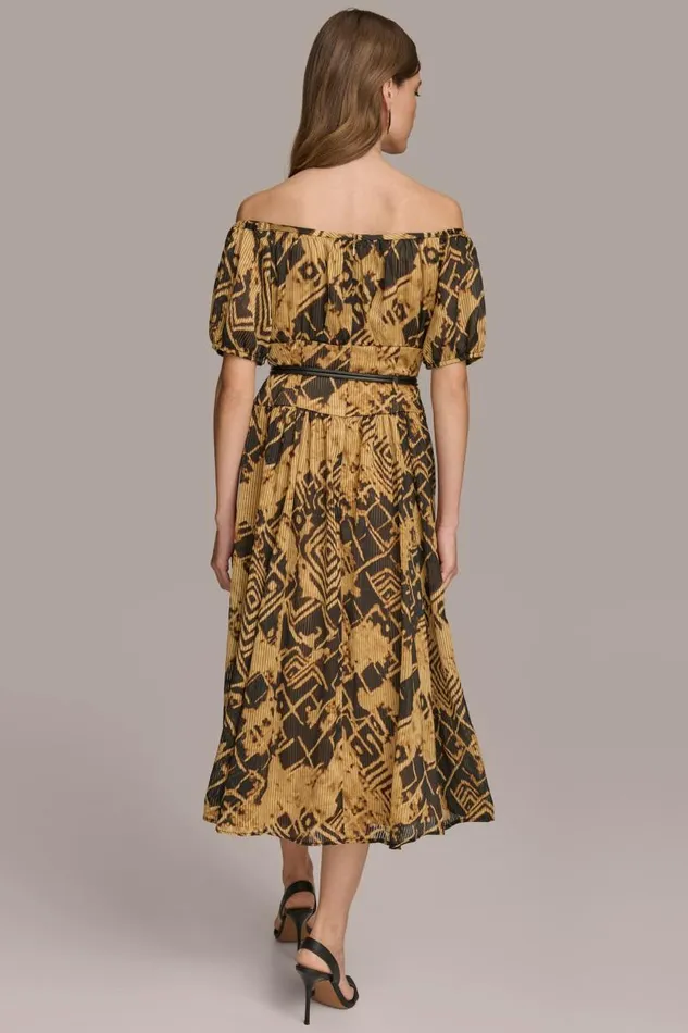 Women PUFF OFF THE SHOULDER ALINE DRESS Blackfawn Donna Karan New York Dresses And Jumpsuits