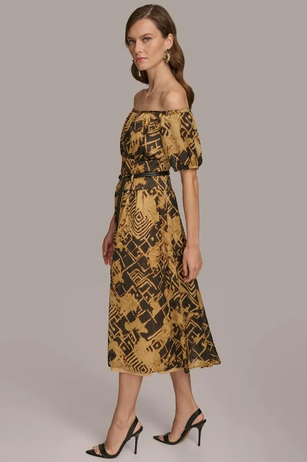 Women PUFF OFF THE SHOULDER ALINE DRESS Blackfawn Donna Karan New York Dresses And Jumpsuits